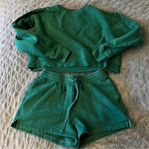 Girlfriend Collective Green Sweat set